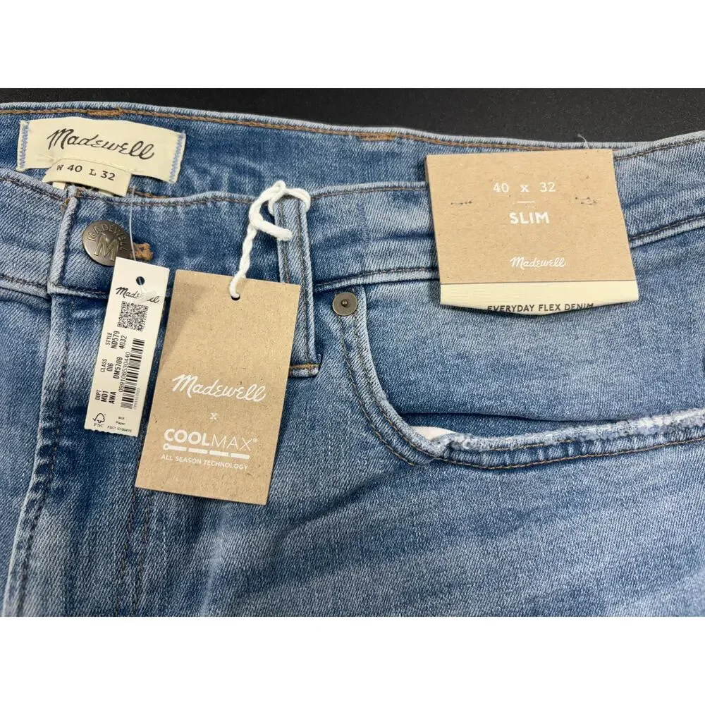 Madewell NWT Men's Athletic Slim Jeans COOLMAX Denim Homeway Wash‎ Size 40x32
